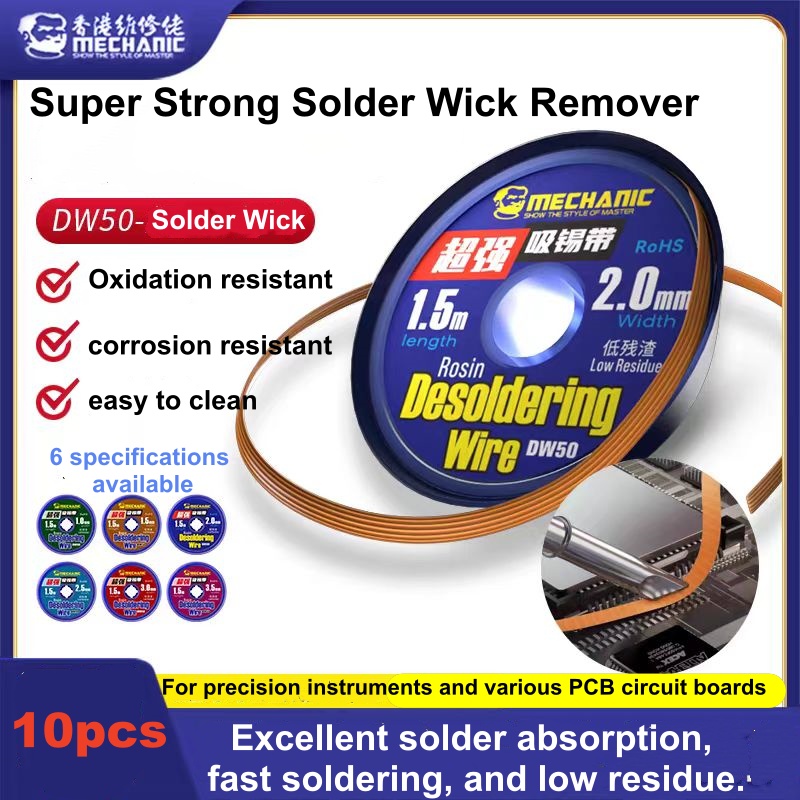 Solder Wick Braid - 10 unidades de Malla desoldadora de